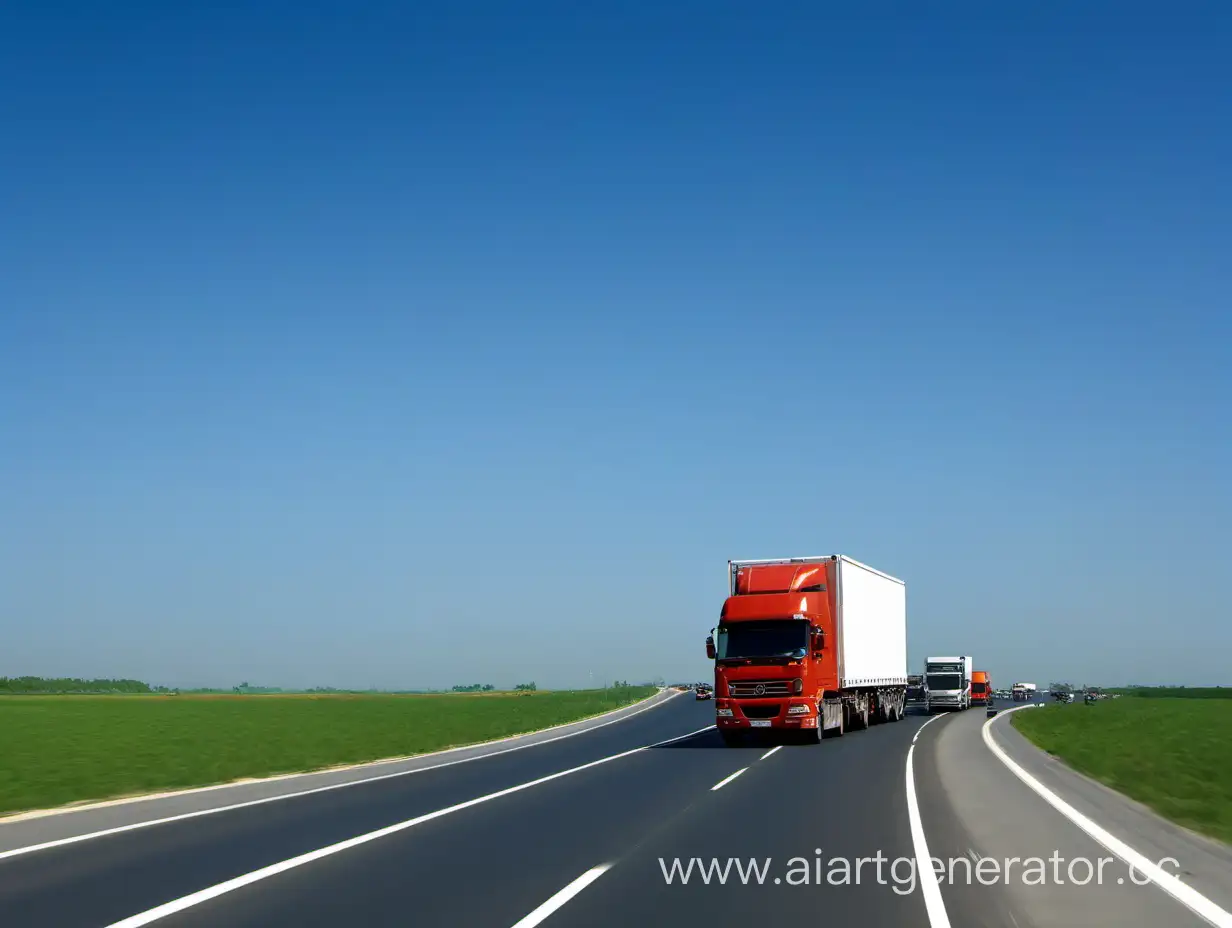 transport by road against a blue sky