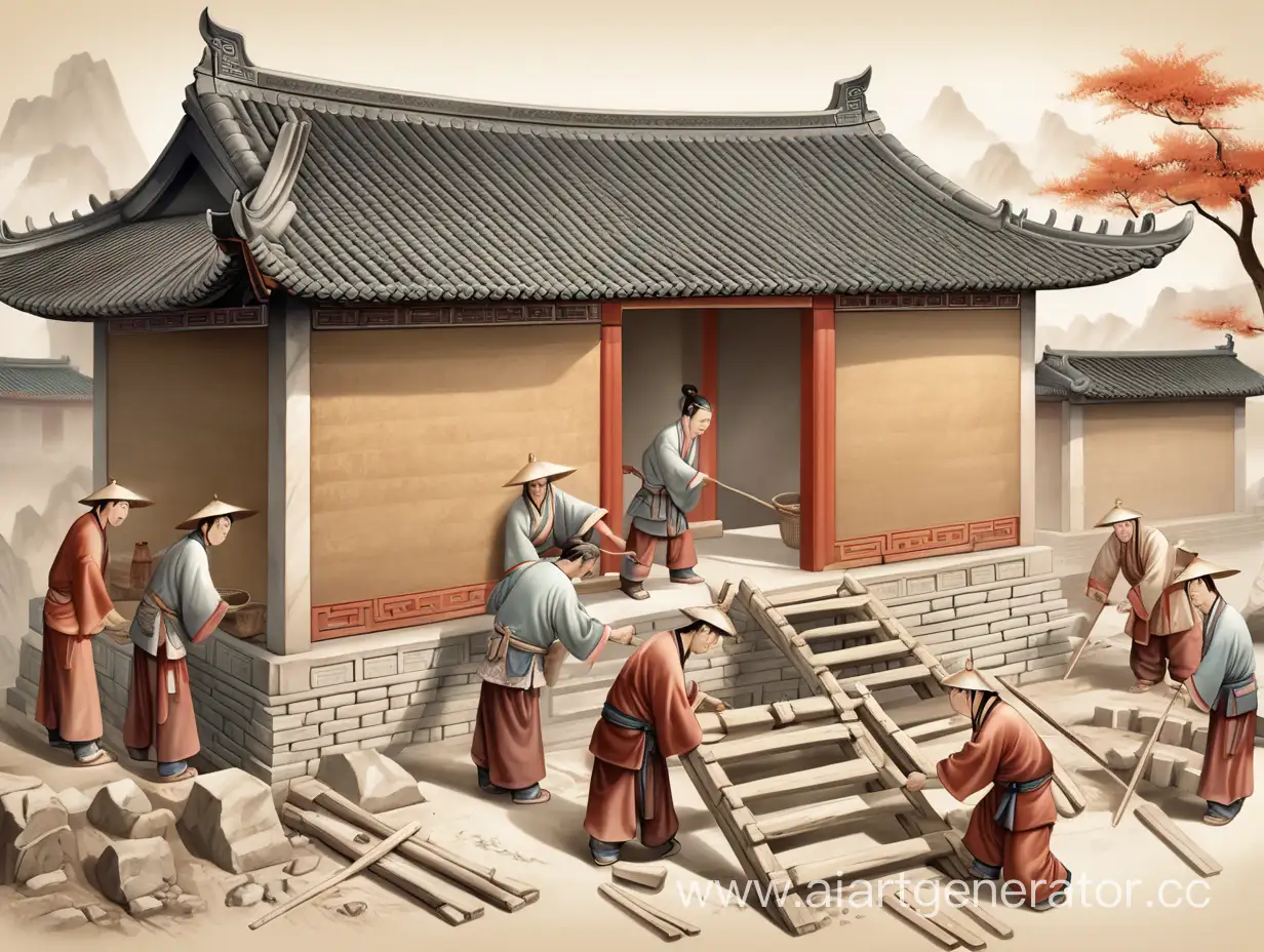 Men-Constructing-Traditional-Chinese-Houses-Scenes-from-Ancient-China