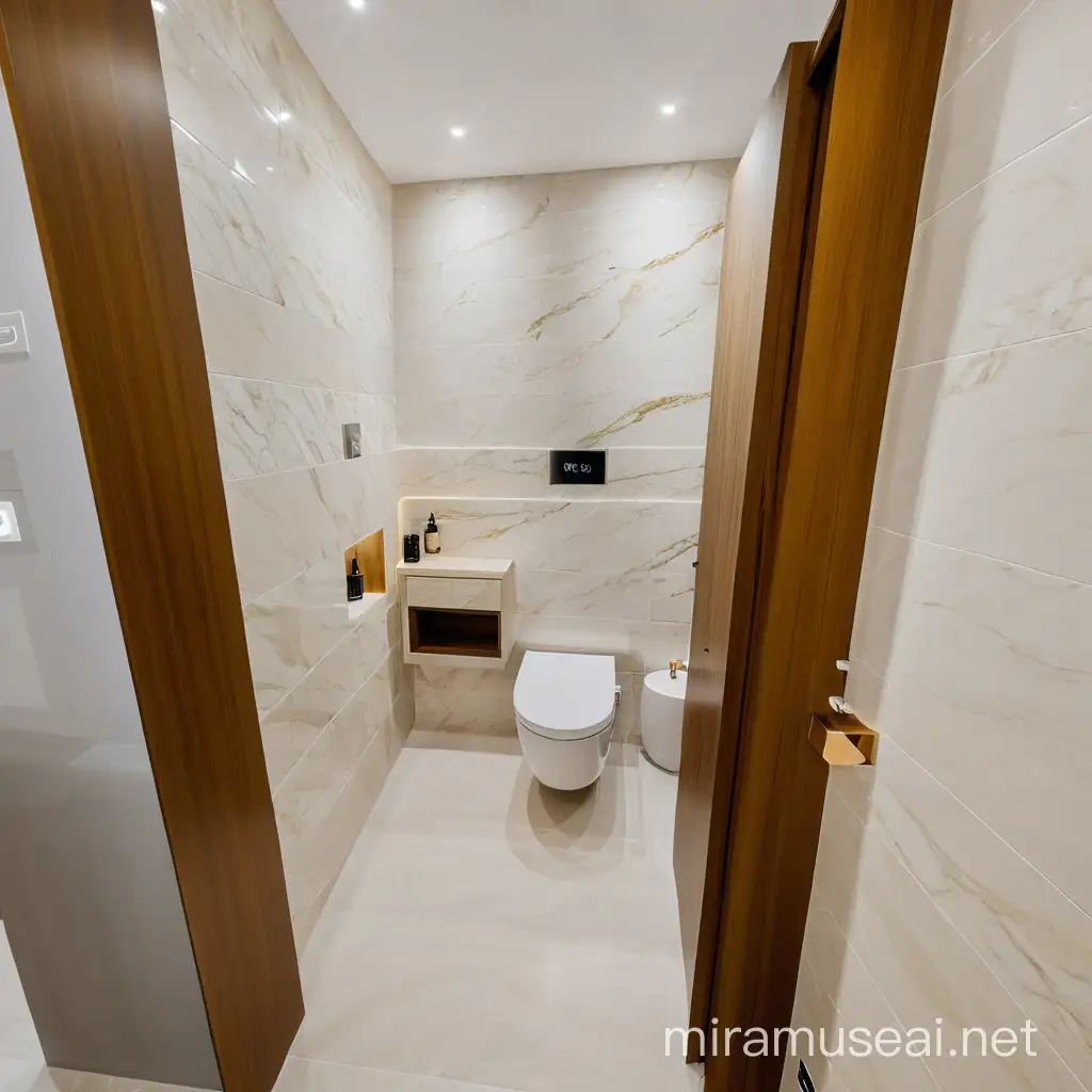 Sophisticated CreamColored Toilet with Modern Features and LED Lighting