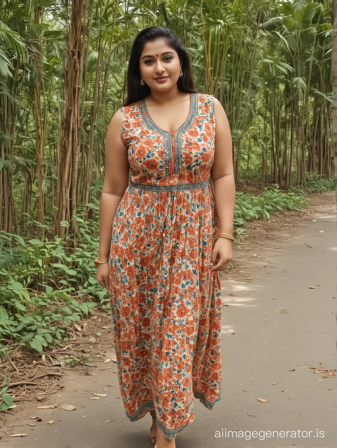 Beautiful indian plus size women wore sleeveless top at beech