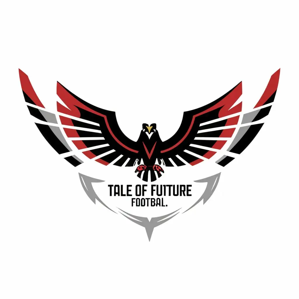a logo design,with the text "TALE OF THE FUTURE
Football
", main symbol:Black And Red Falcon,complex,be used in Sports Fitness industry,clear background