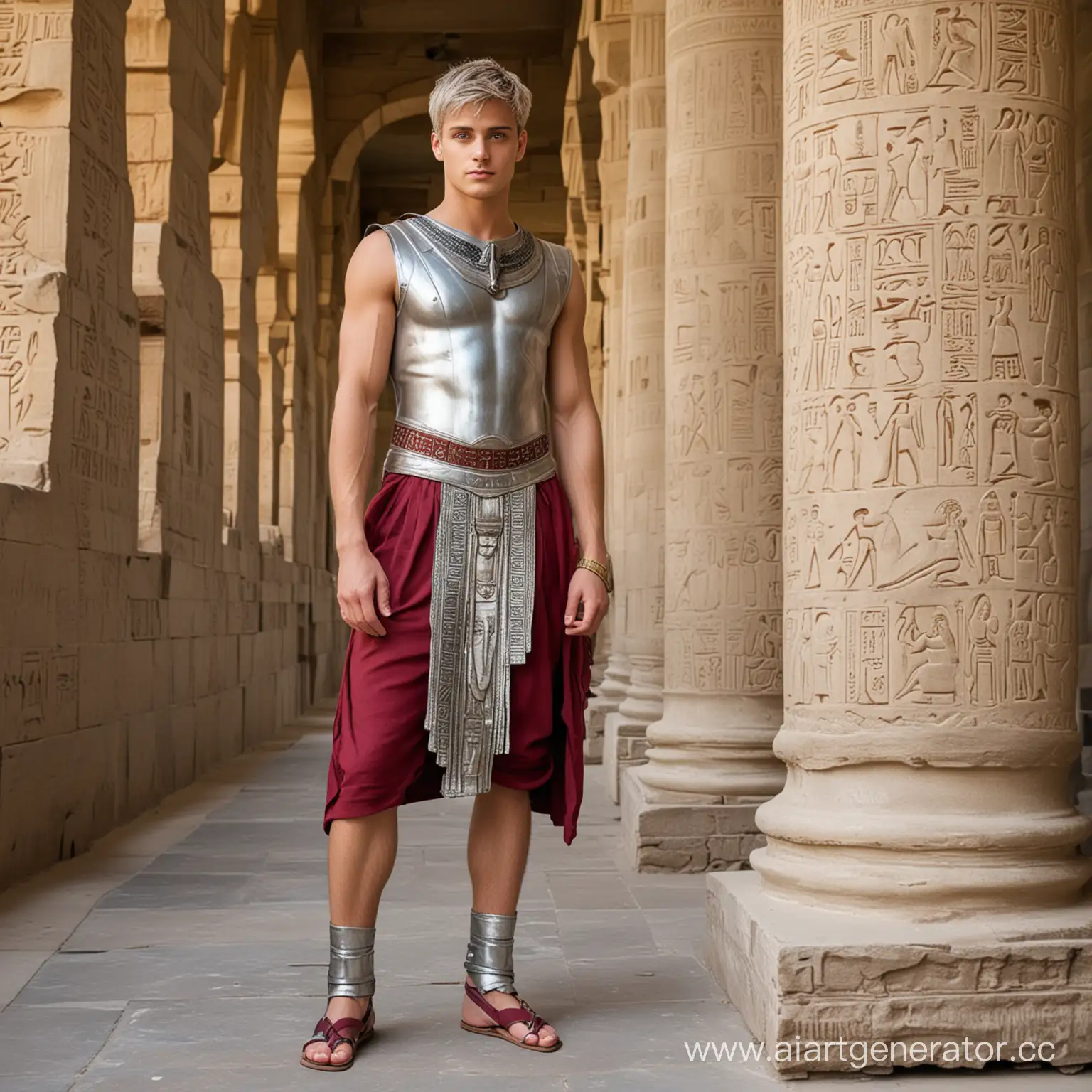 BronzeSkinned-Youth-in-Egyptian-Attire-Stands-on-Palace-Terrace