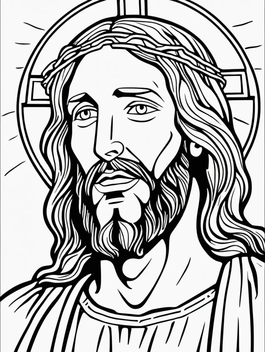 Vibrant Line Drawing of Jesus Christ for Engaging Coloring Book Cover