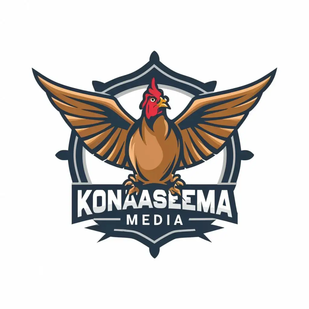 logo, Fighting Fowl, with the text "Konaseema Media", typography, be used in Animals Pets industry