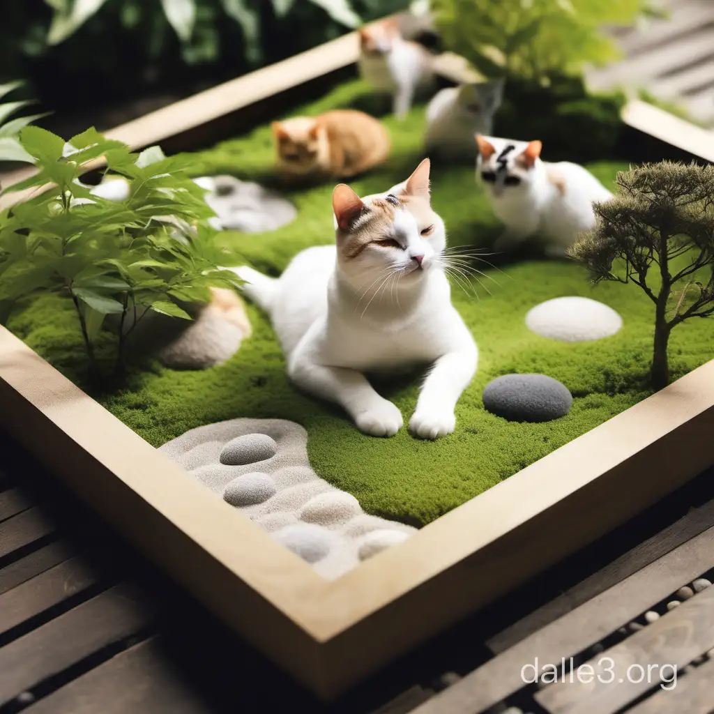 generate a zen garden with cats