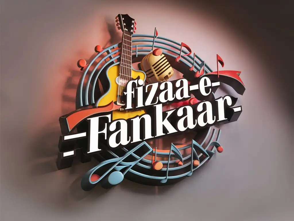 "FIZAA-E-FANKAAR"  the musical band professional logo in 3d 