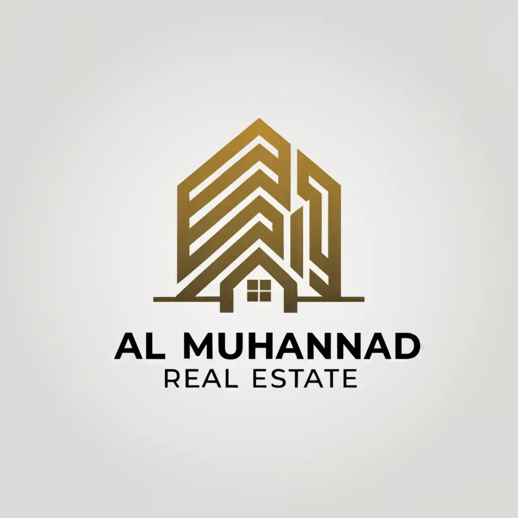 a logo design,with the text "ALMUHANNAD REAL ESTATE", main symbol:REAL ESTATE COMPANY,Moderate,be used in Real Estate industry,clear background