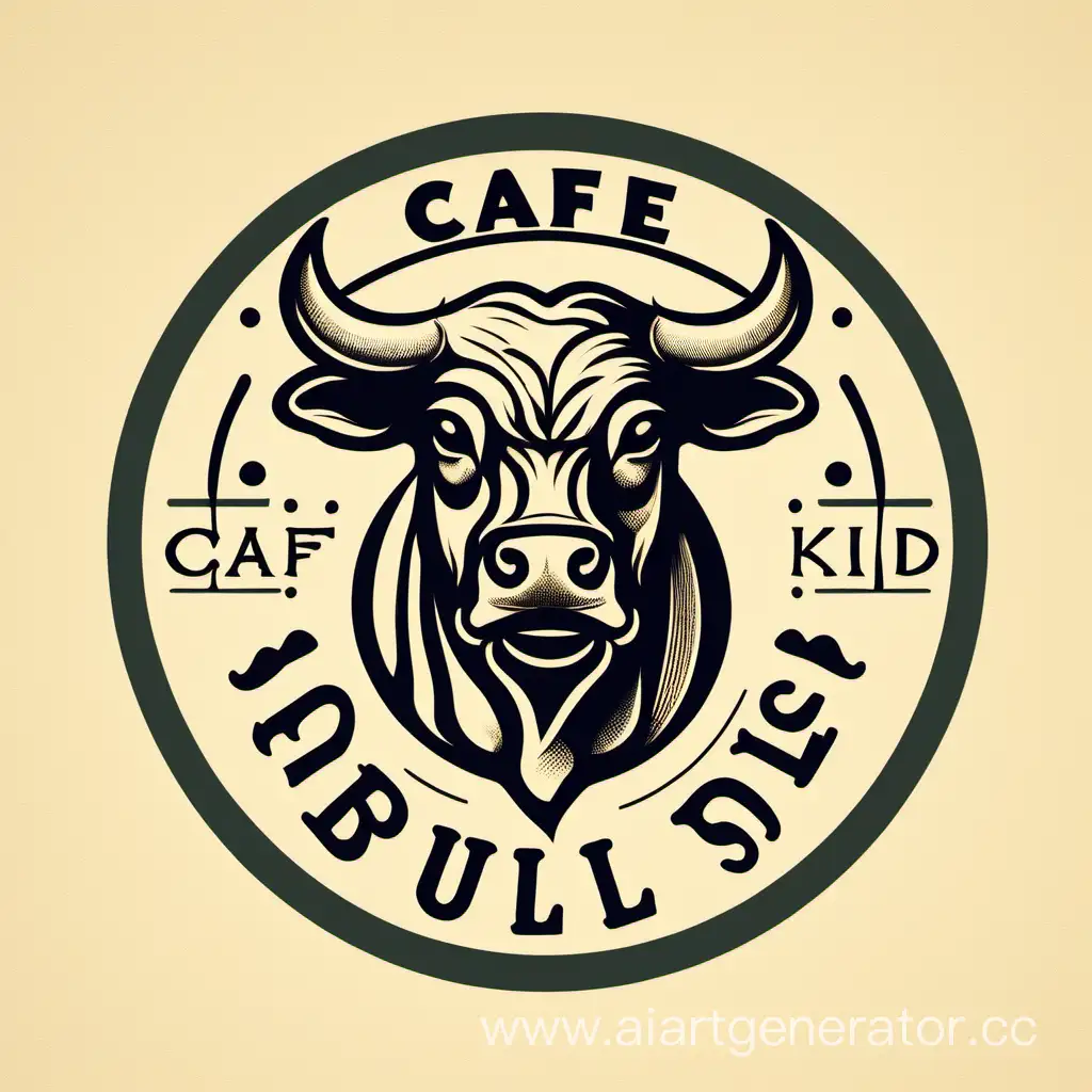 простой графичный логотип для кафе с изображением доброго быка чб более детальный и взрослый