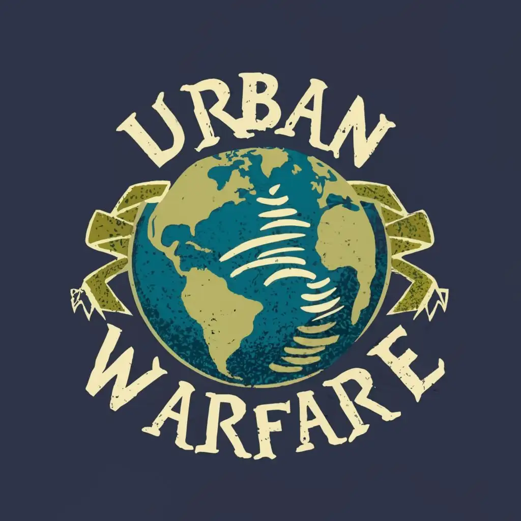 logo, World, with the text "URBAN WARFARE", typography, be used in Entertainment industry