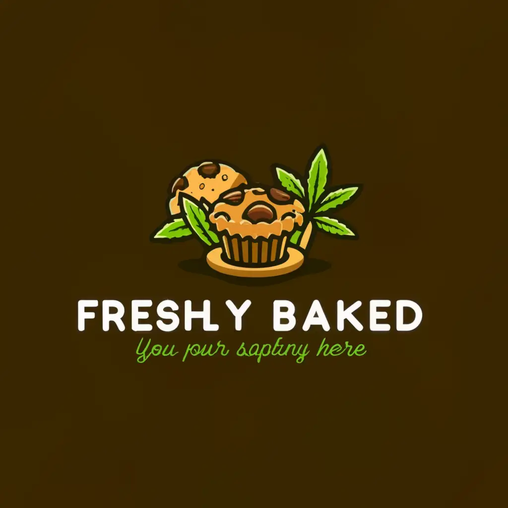 a logo design,with the text "Freshly Baked", main symbol:Cannabis cookies and cupcakes,Moderate,clear background