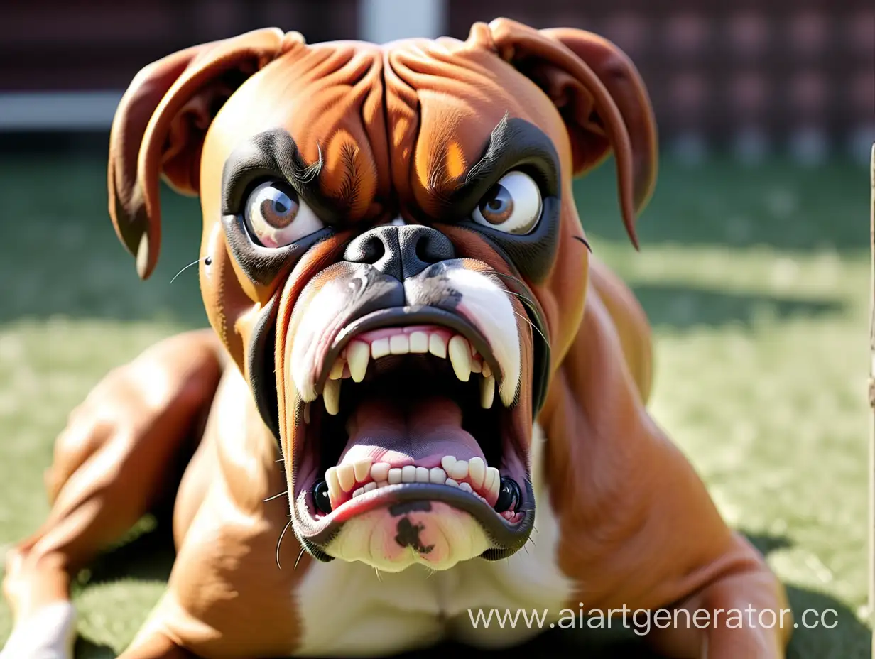 angry boxer dog