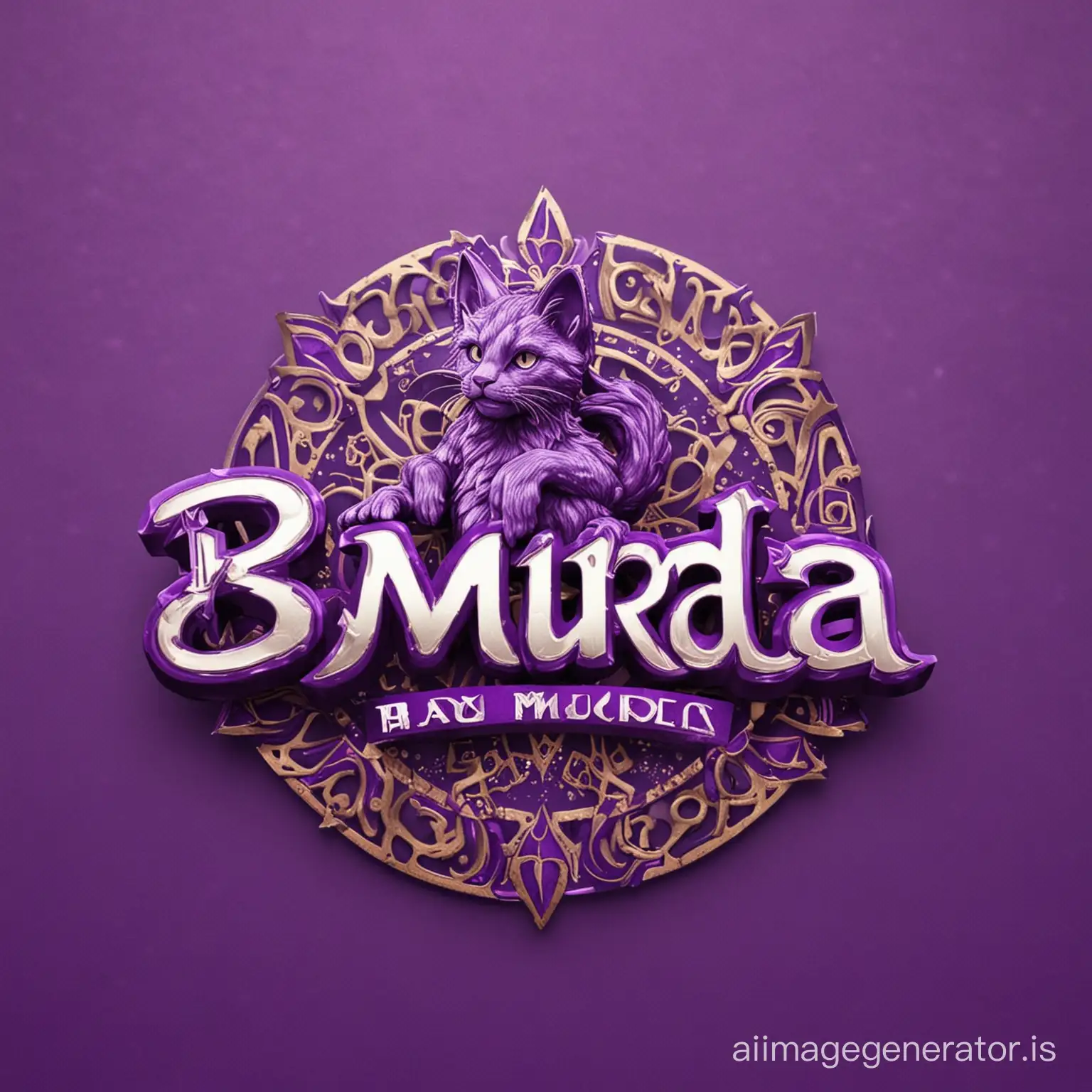 Create branding logo for "B. Murda" Make the logo a purrple metallic 3-D image combination of exotic dancing life