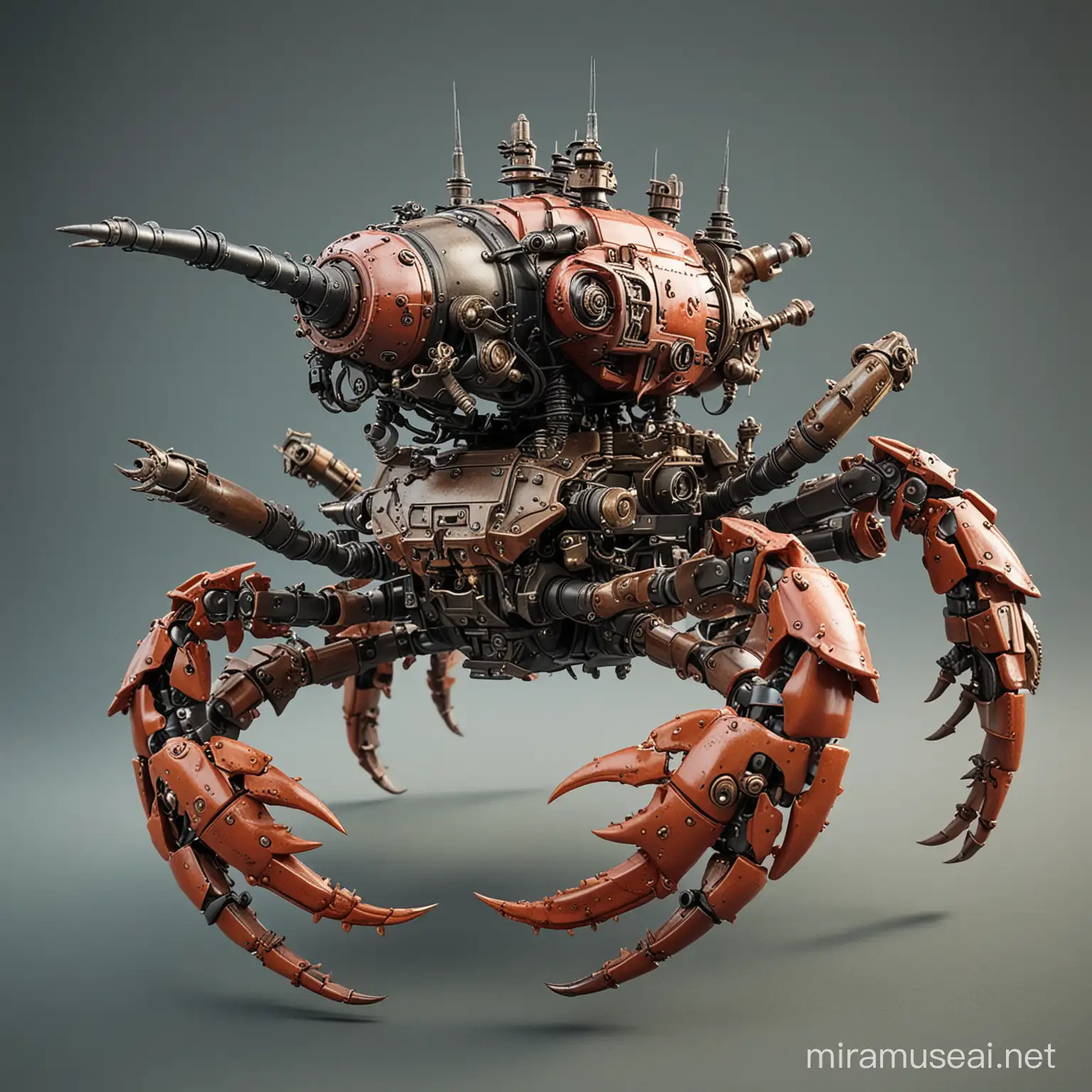 Robust Mechanical Crab with Cannon and Sharp Claws