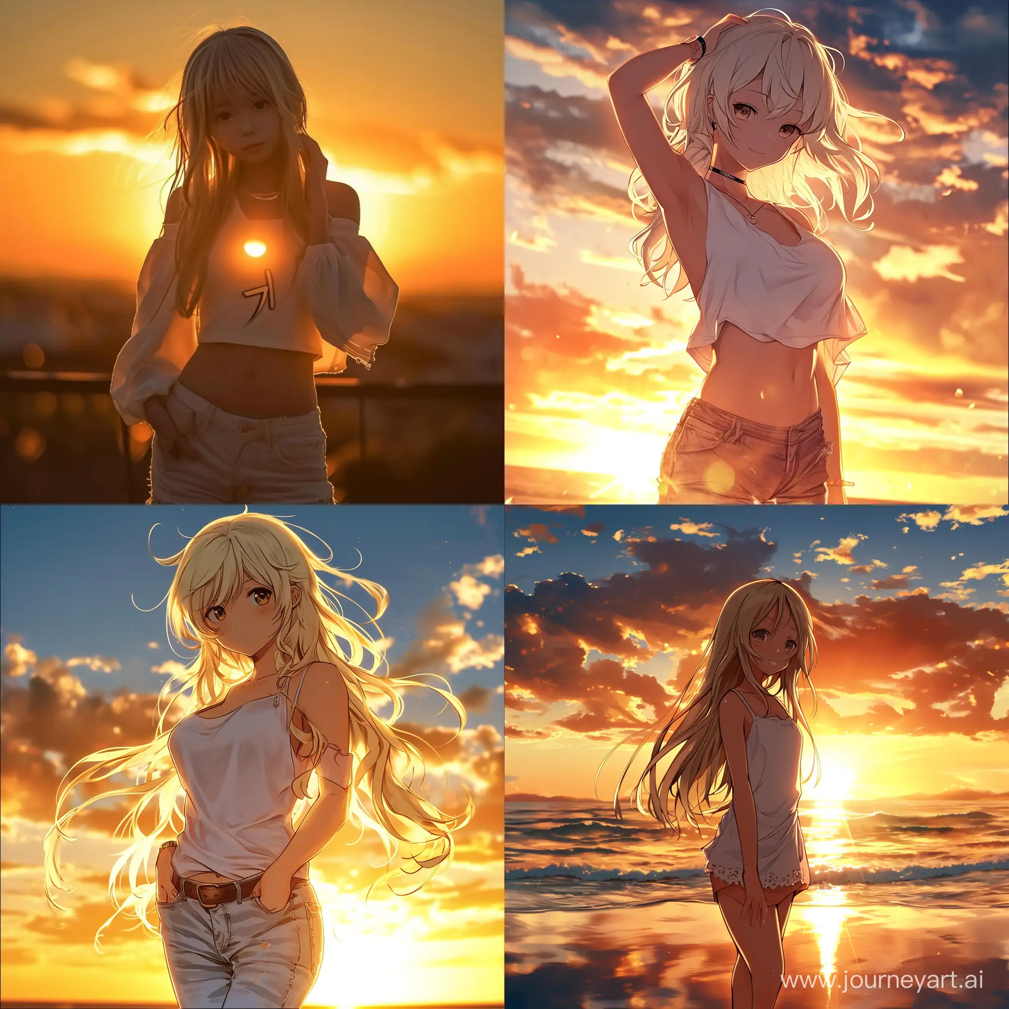 Graceful-Anime-Girl-in-Light-Clothing-at-Sunset