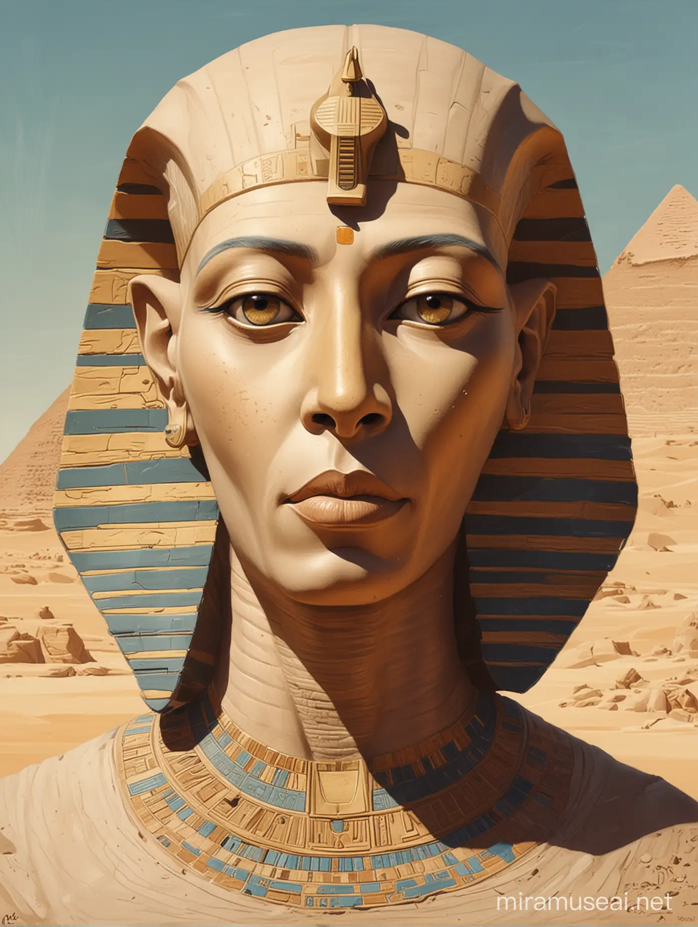 Futuristic Caricature of the Egyptian Sphinx 1970s Subconscious Imagery