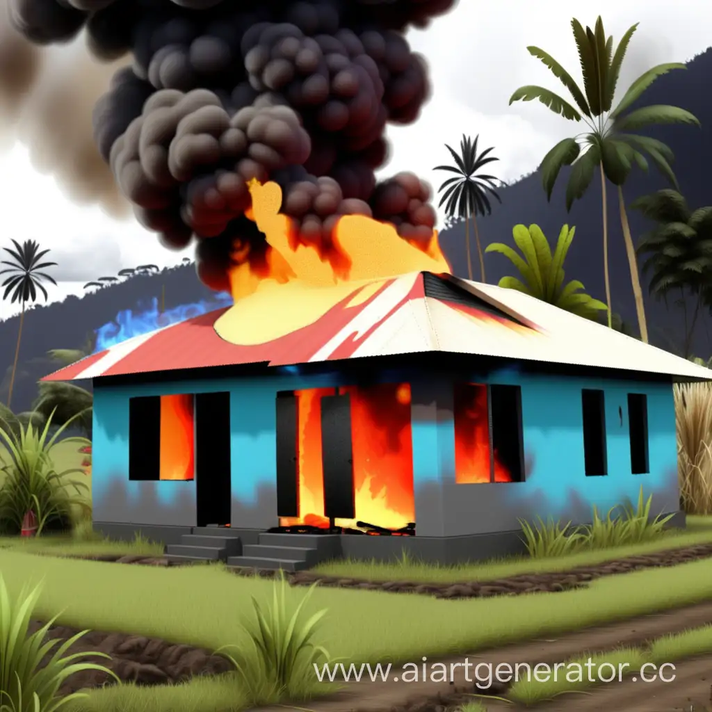 папуас поджог дом стоящий по середине границы смежных участков