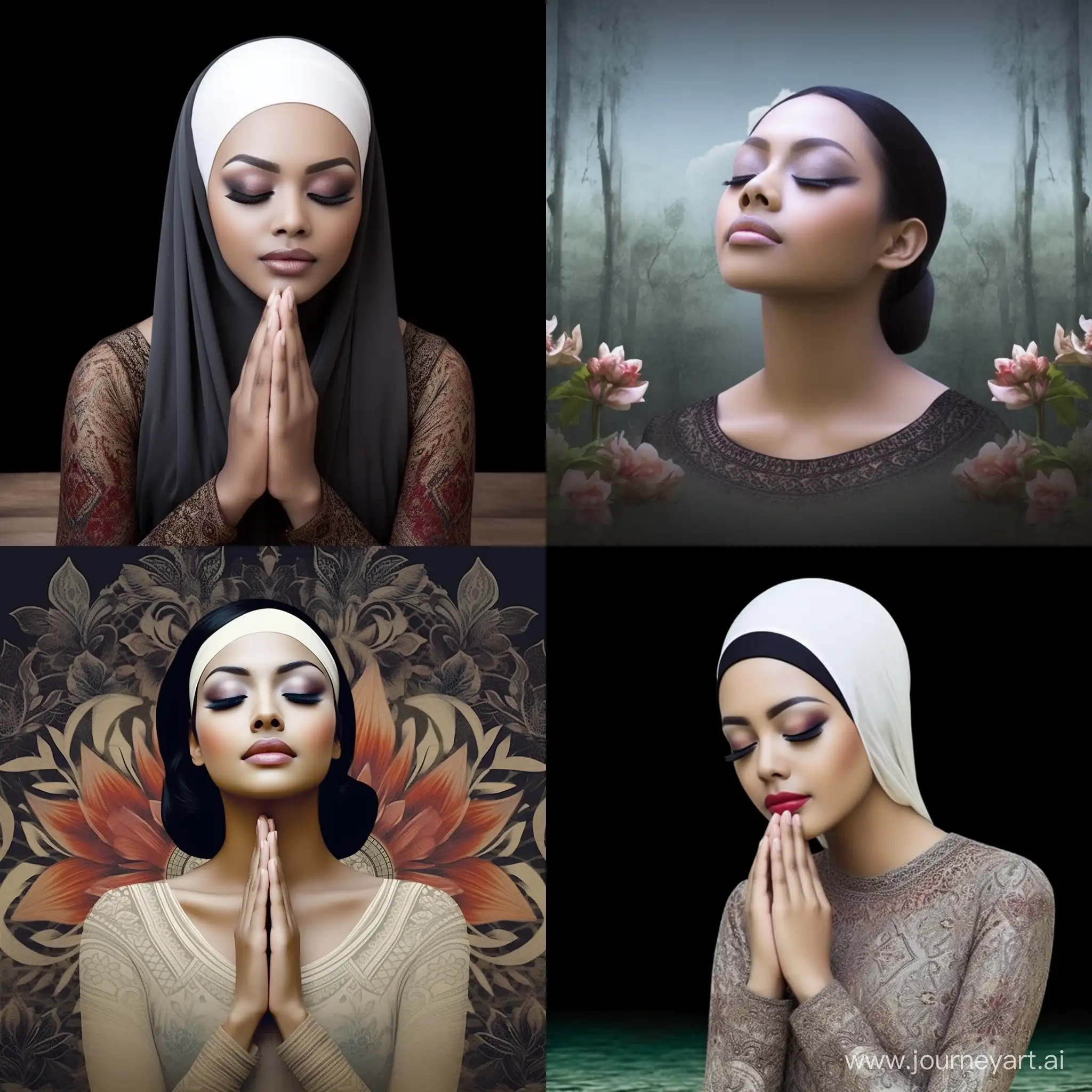 Beautiful Malay woman with white tone skin aged 22 years old, expressing pleasure and closed eyes.