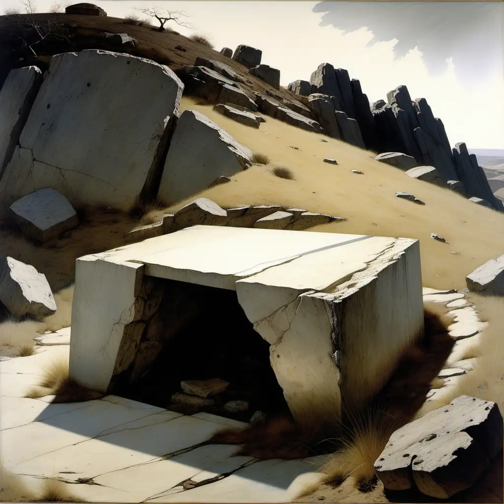 Andrew Wyeth Painting of Empty Tomb on Arid Hillside Resurrection of Christ