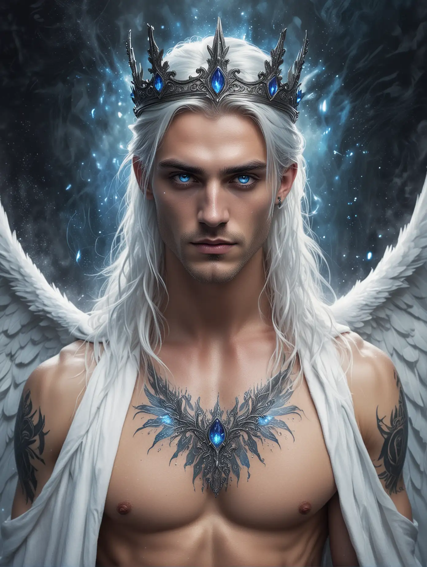 Majestic Fae King with Ethereal Wings and Regal Attire Portrait