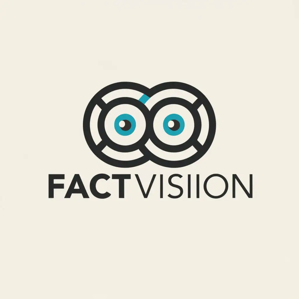 a logo design,with the text "fact vision", main symbol:eyes,complex,be used in Education industry,clear background