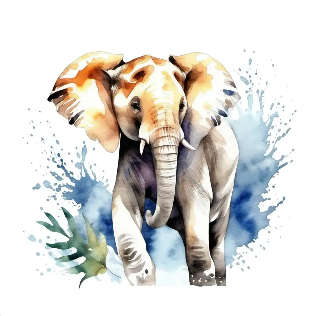 Vibrant Watercolor Wildlife on a Clean White Canvas