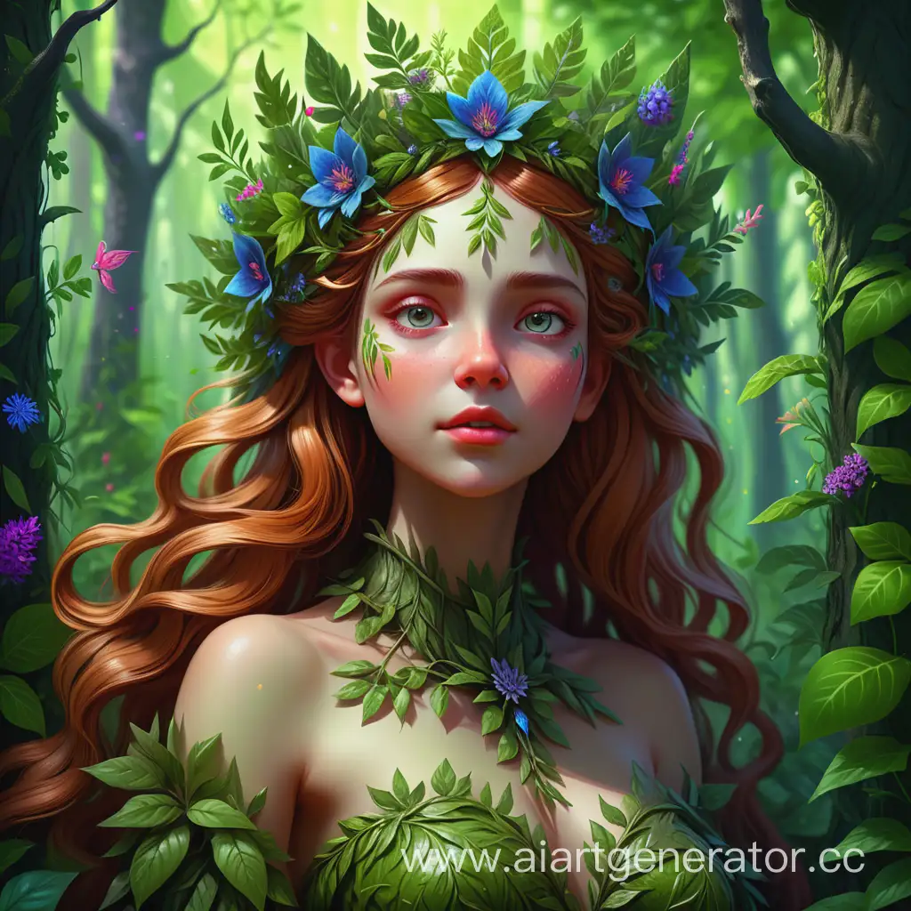 Enchanting-Forest-Princess-Stunning-FullColor-Portrait-with-Leafy-Flower-Dress