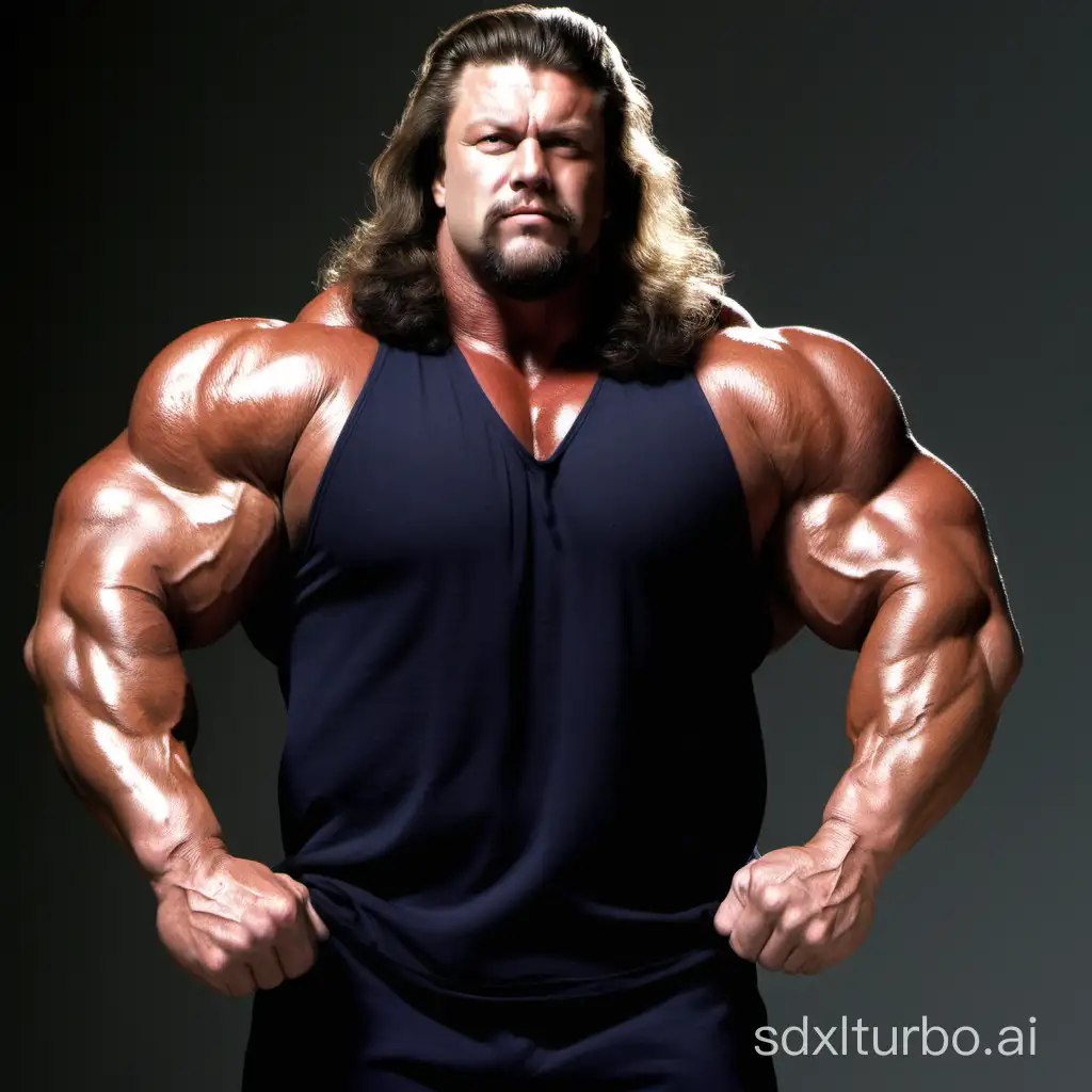 big muscle men，super huge，bodyhair，very strong，long hair，big。。fat。。very。。
