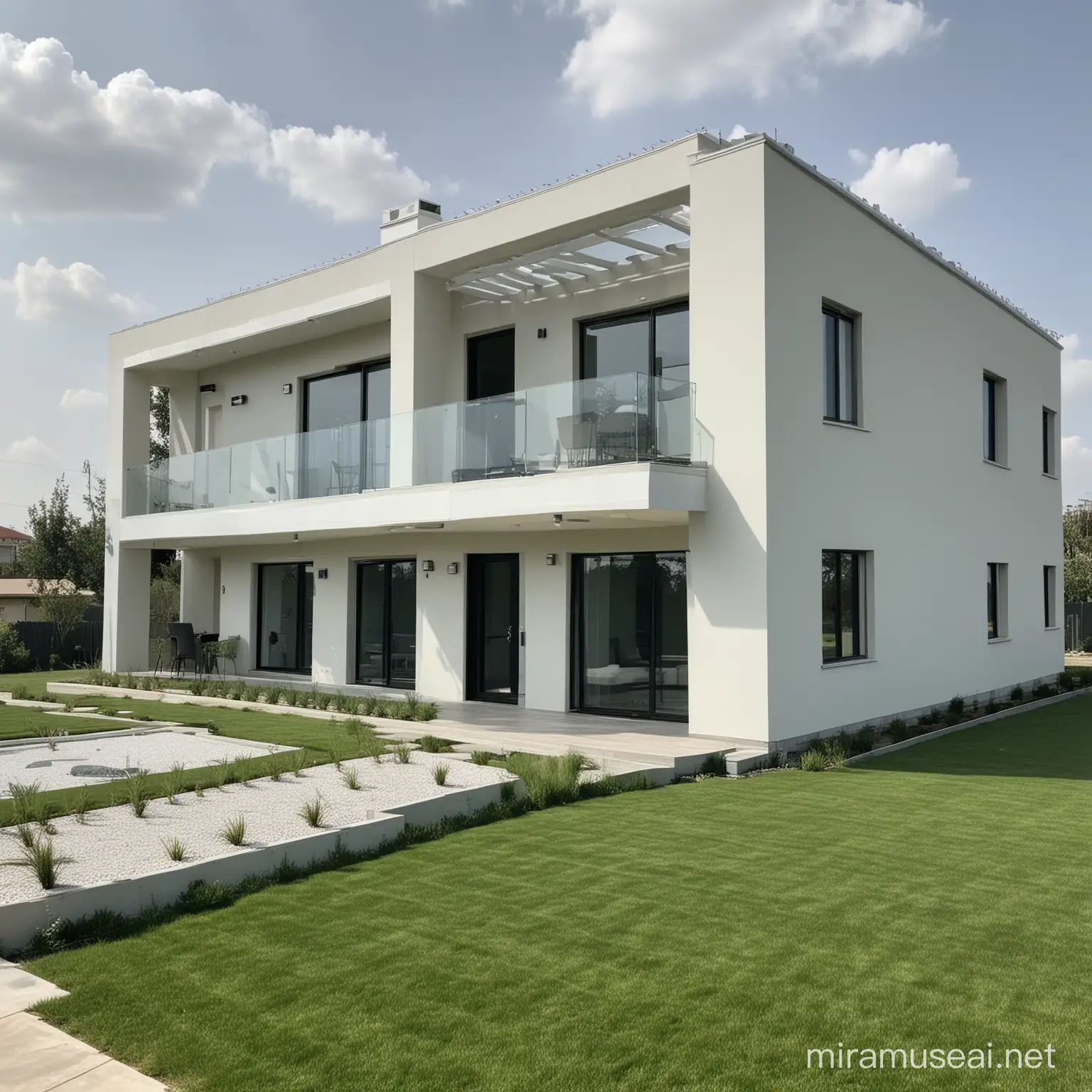 Modern Villa with Wired EPS Panels and Green Lawn