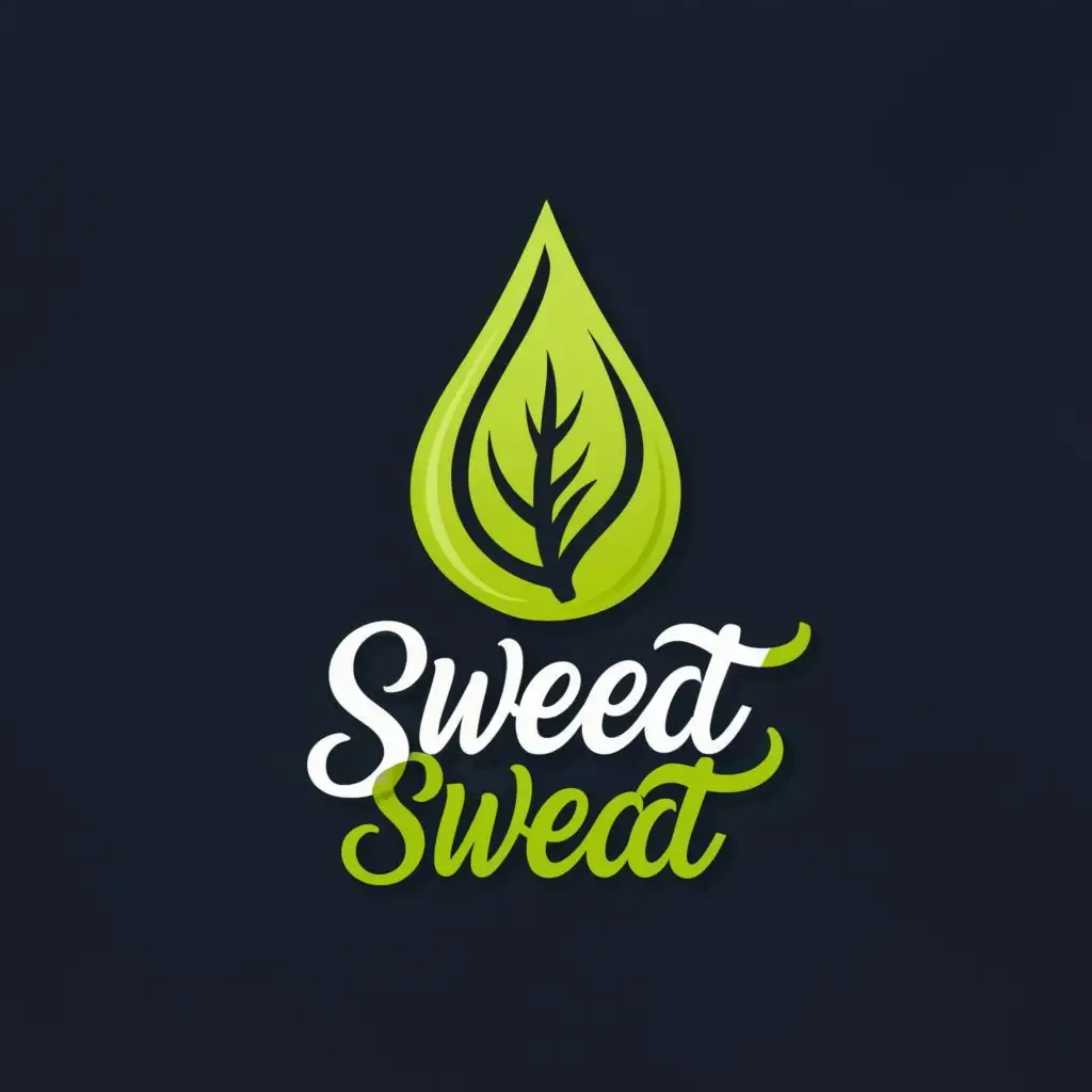 logo, sweat drop that looks like a leaf, with the text "Sweet Sweat", typography, be used in Sports Fitness industry