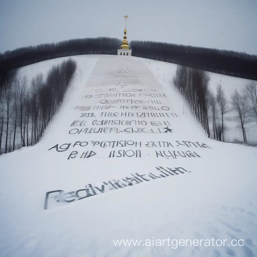 Агитационное надпись на сопке зимой "За путина"