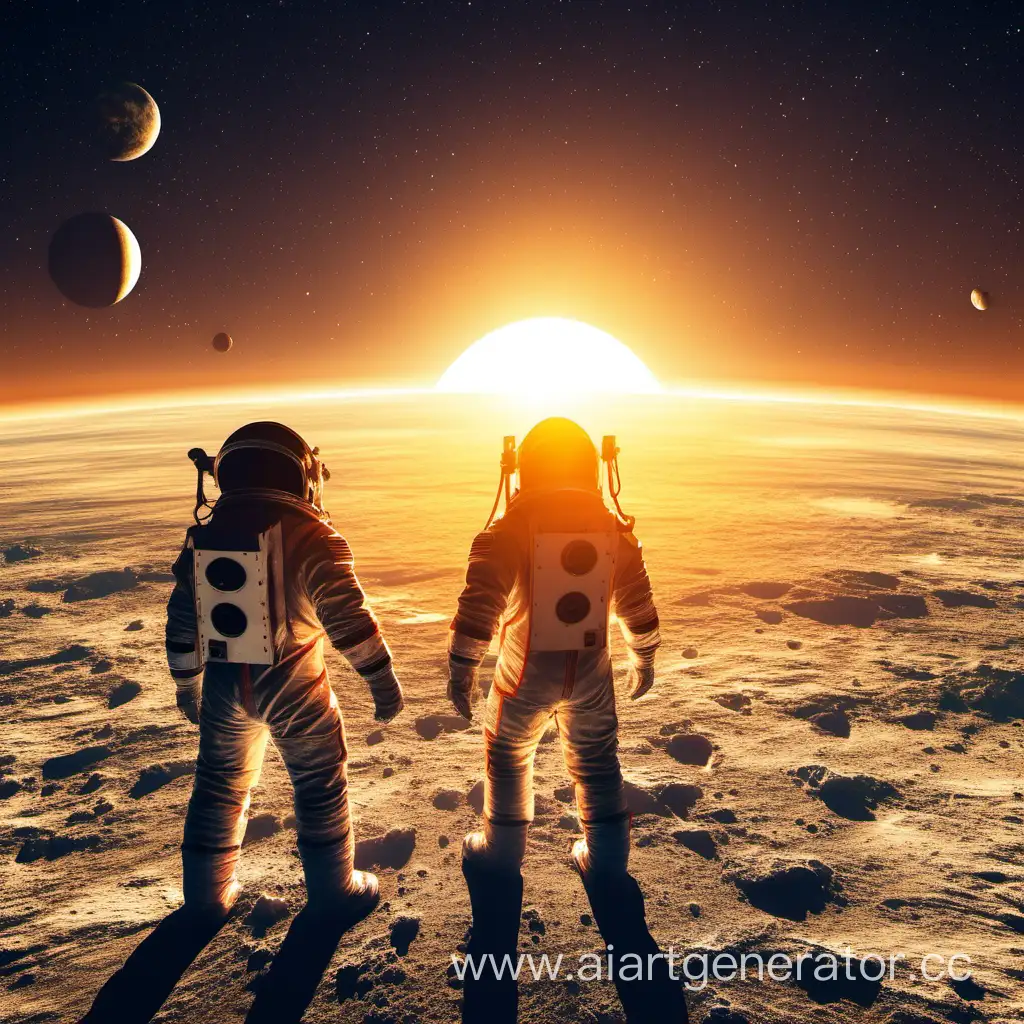 Cosmonaut-Students-Enjoying-a-Holiday-in-Space-at-Sunset