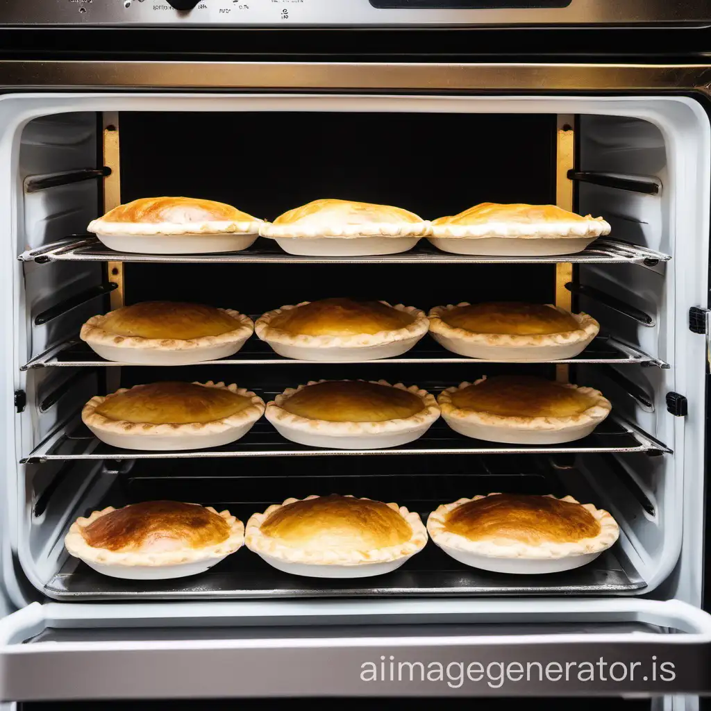 The pies are baking in the electric oven