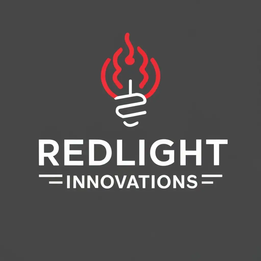 logo, innovation with the use of red and black, possibly incorporating a light, a fire department light, with the text "Redlight IT Innovations", typography, be used in Technology industry
