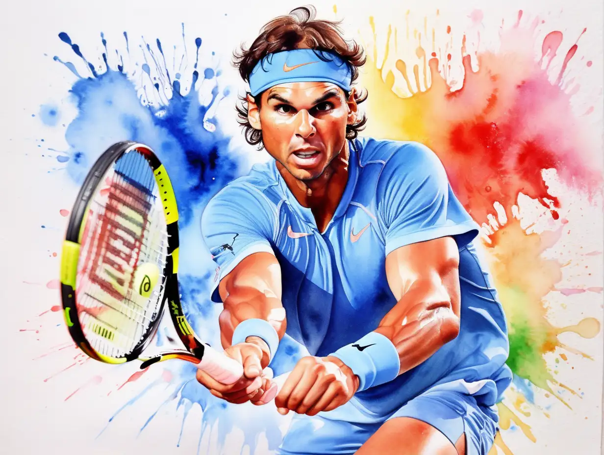 Rafa Nadal Inspires with Captivating Watercolor Portrait