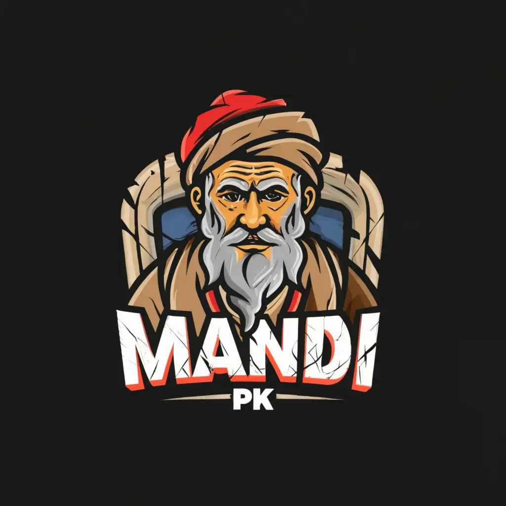 logo, old man, with the text "Mandi.pk1", typography