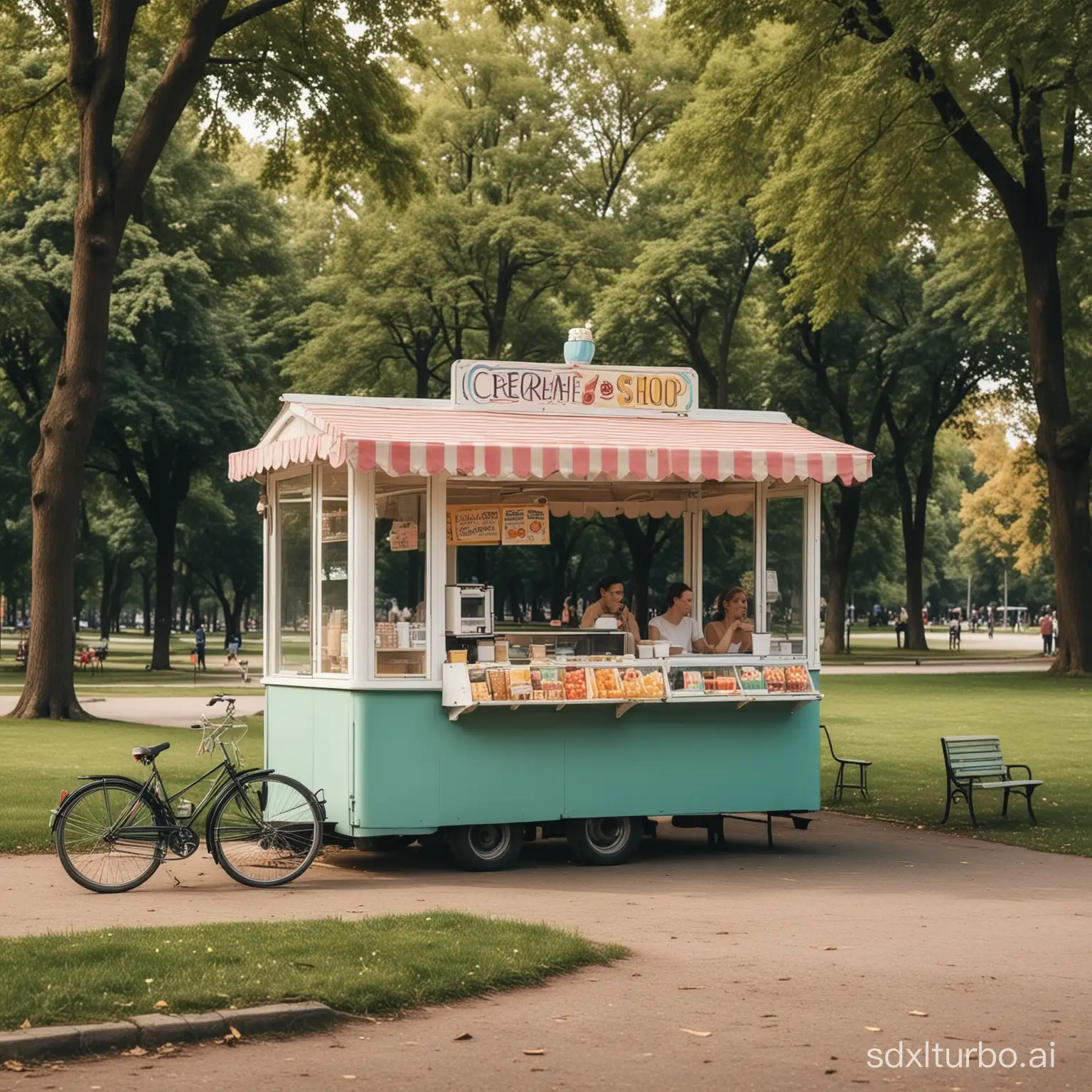 Colorful-Ice-Cream-Shop-Amidst-Lush-Park-Setting