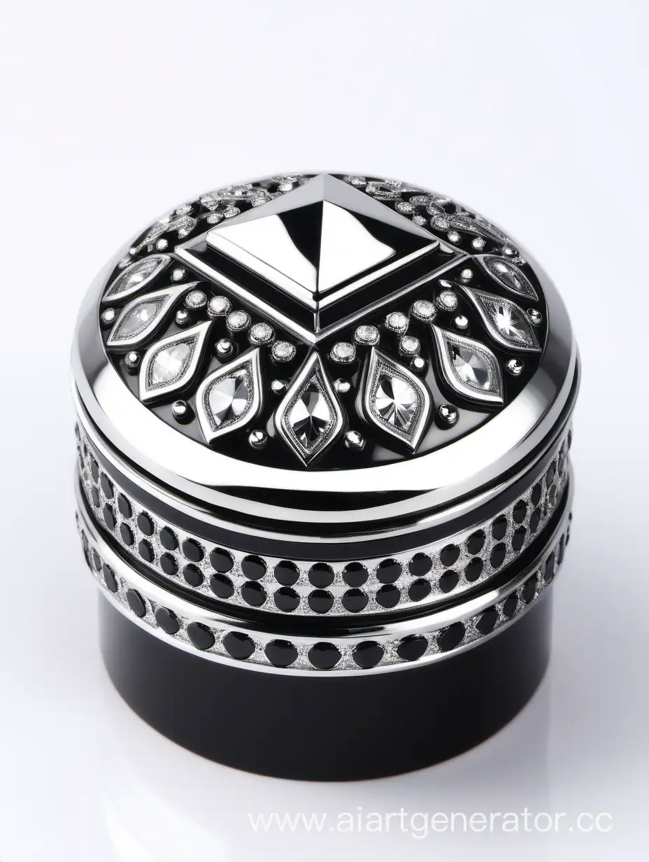 Zamac Perfume decorative ornamental long cap, metallizing finish black and white round diamond on top