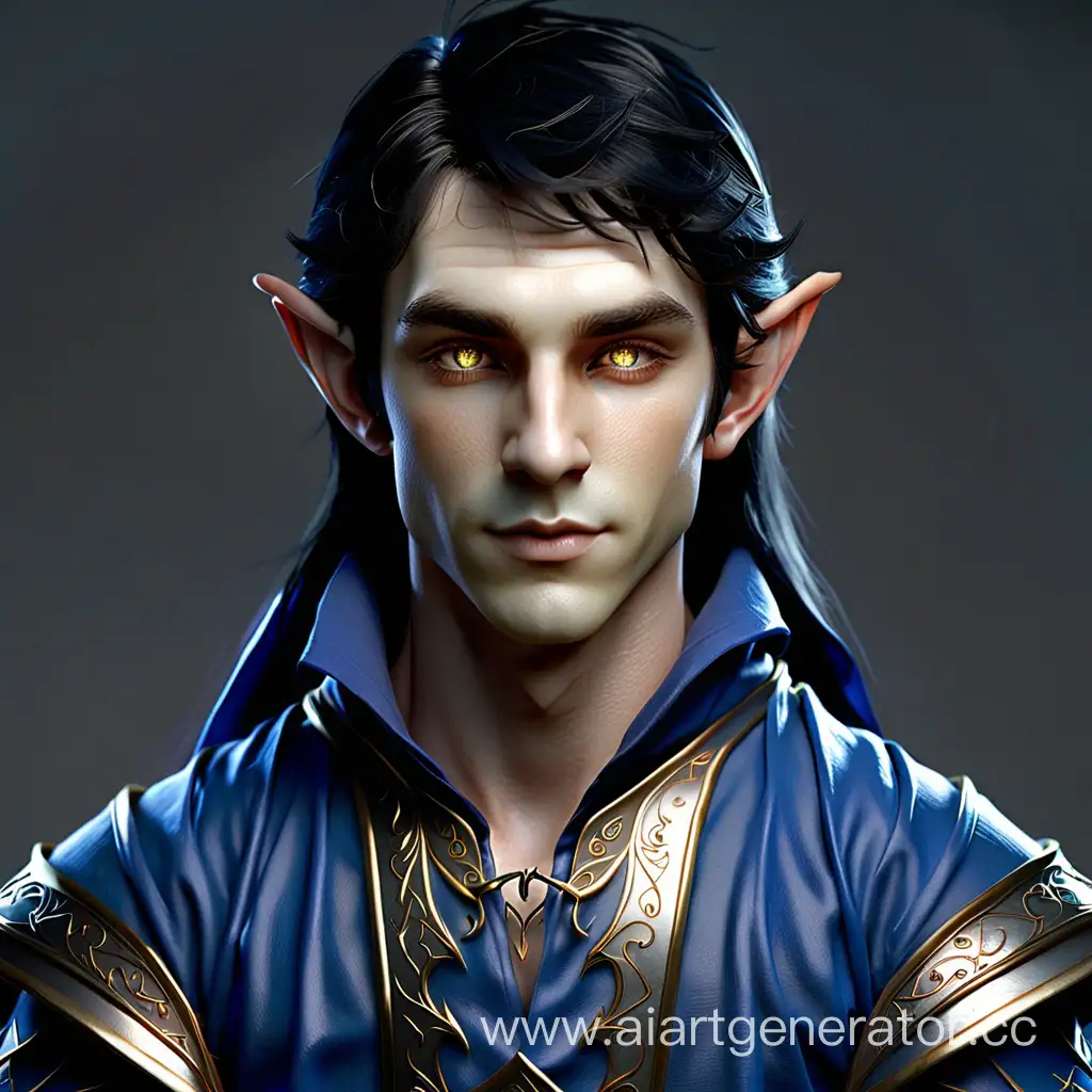 Mage-Elf-with-Golden-Eyes-in-Blue-Robes