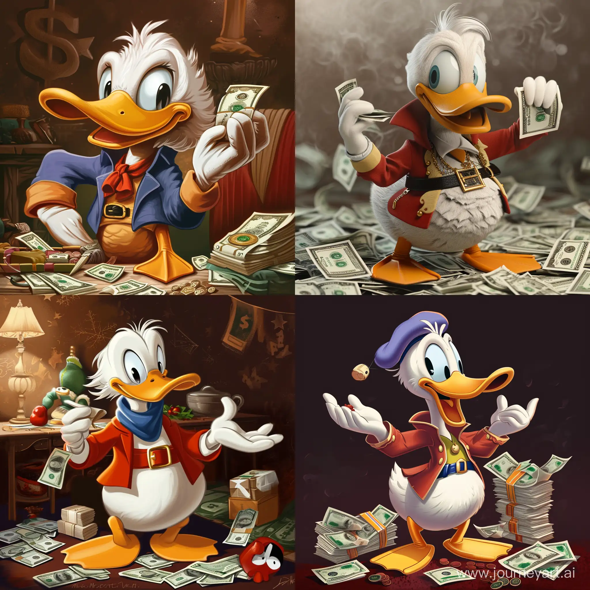 Scrooge McDuck with a lot of money
