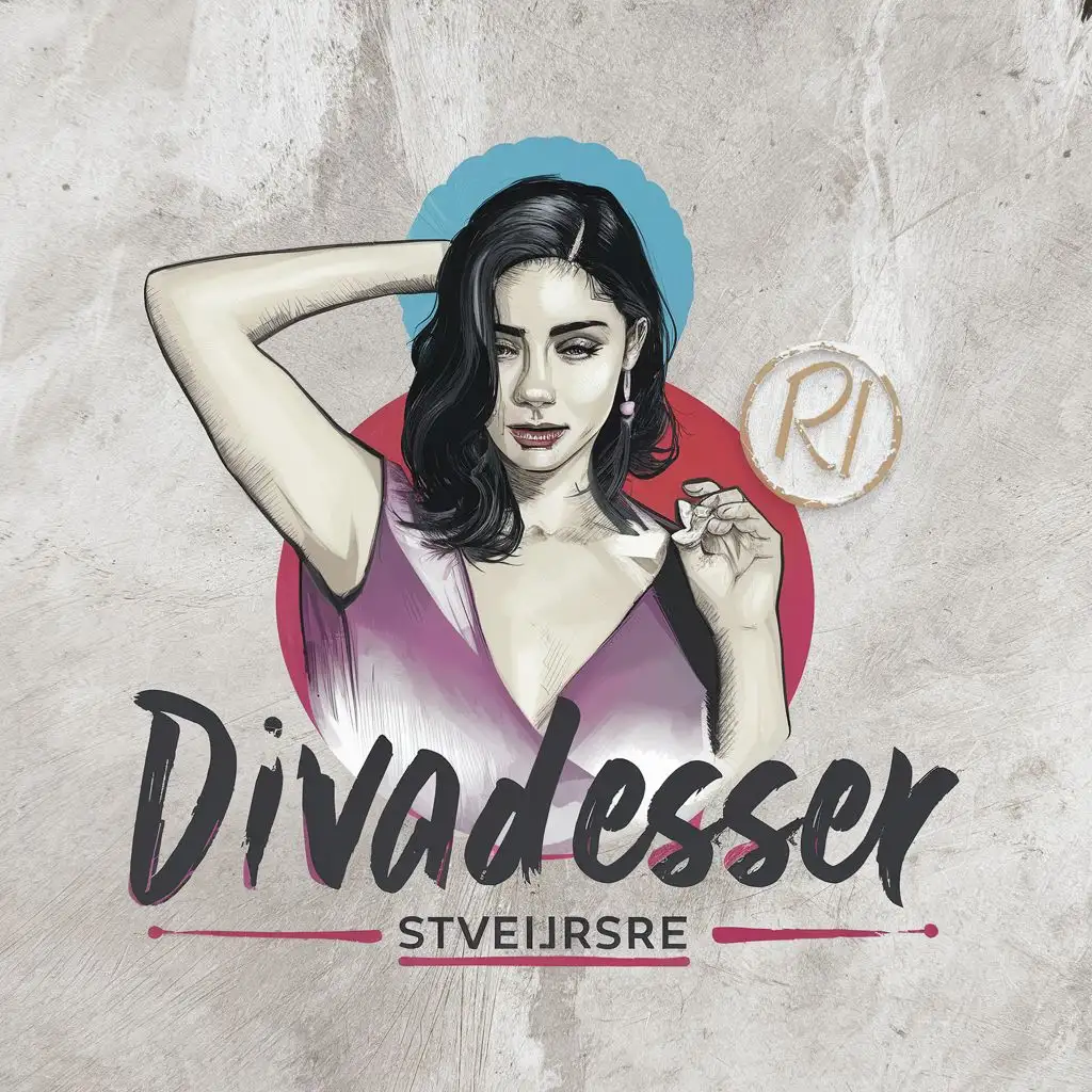 logo, A WOMAN. MAKE IT LOOK ARTISTIC, with the text "DIVADRESSER", typography, be used in Retail industry SPELL DIVADRESSER  WITH THE R VISABLE