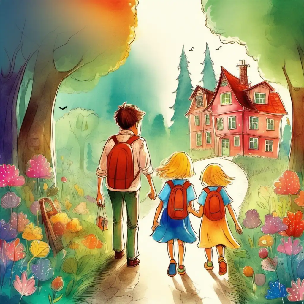 Enchanting Family Journey Colorful Kindergarten Adventure Illustration