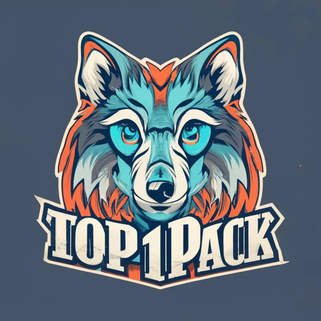 logo, A wolf, with the text "Top1pack", typography