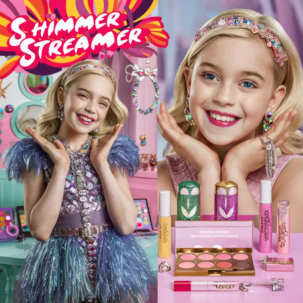 shimmer streamer обыграй в логотипе серии детской косметики и бижутерии. shimmer streamer  - гламурная русская девочка-подросток бьюти блогер 
