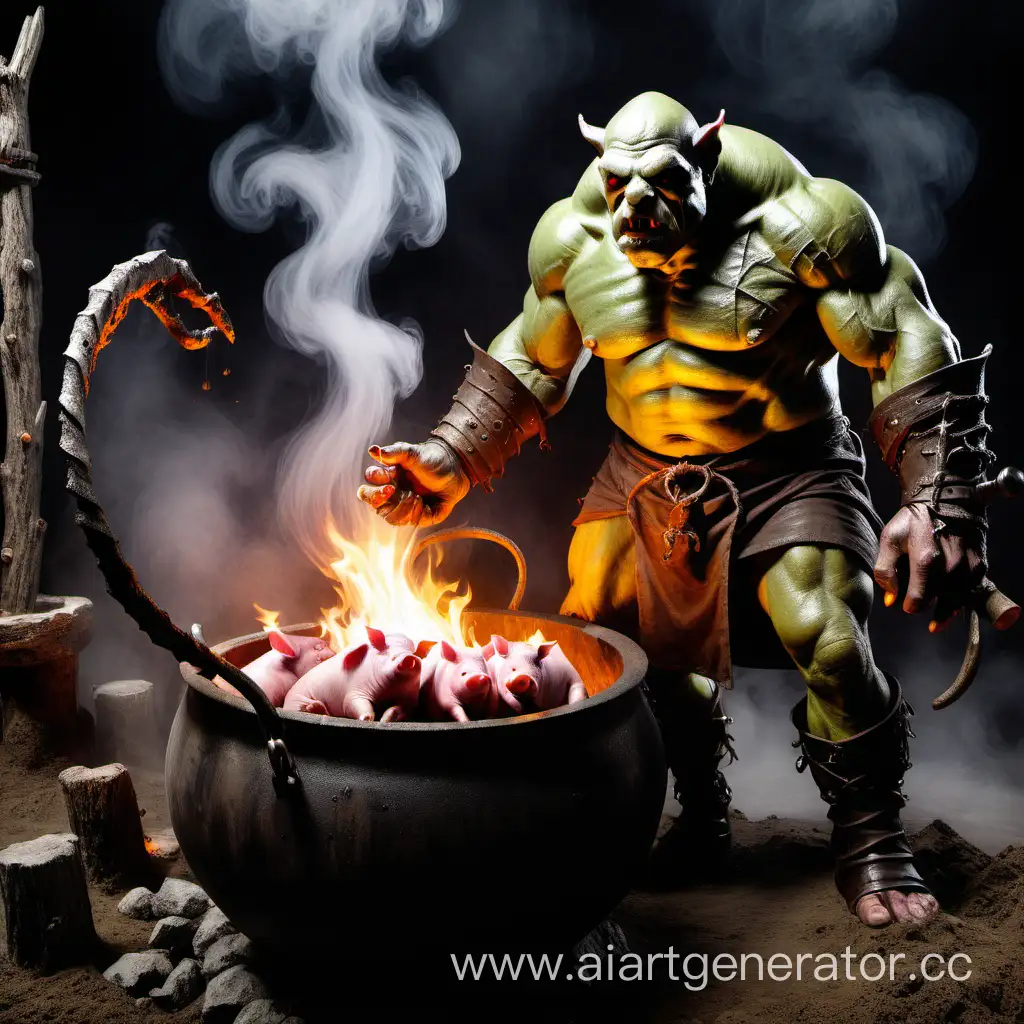 Orc-Boiling-Pig-in-Cauldron-for-Dark-Ritual-Feast