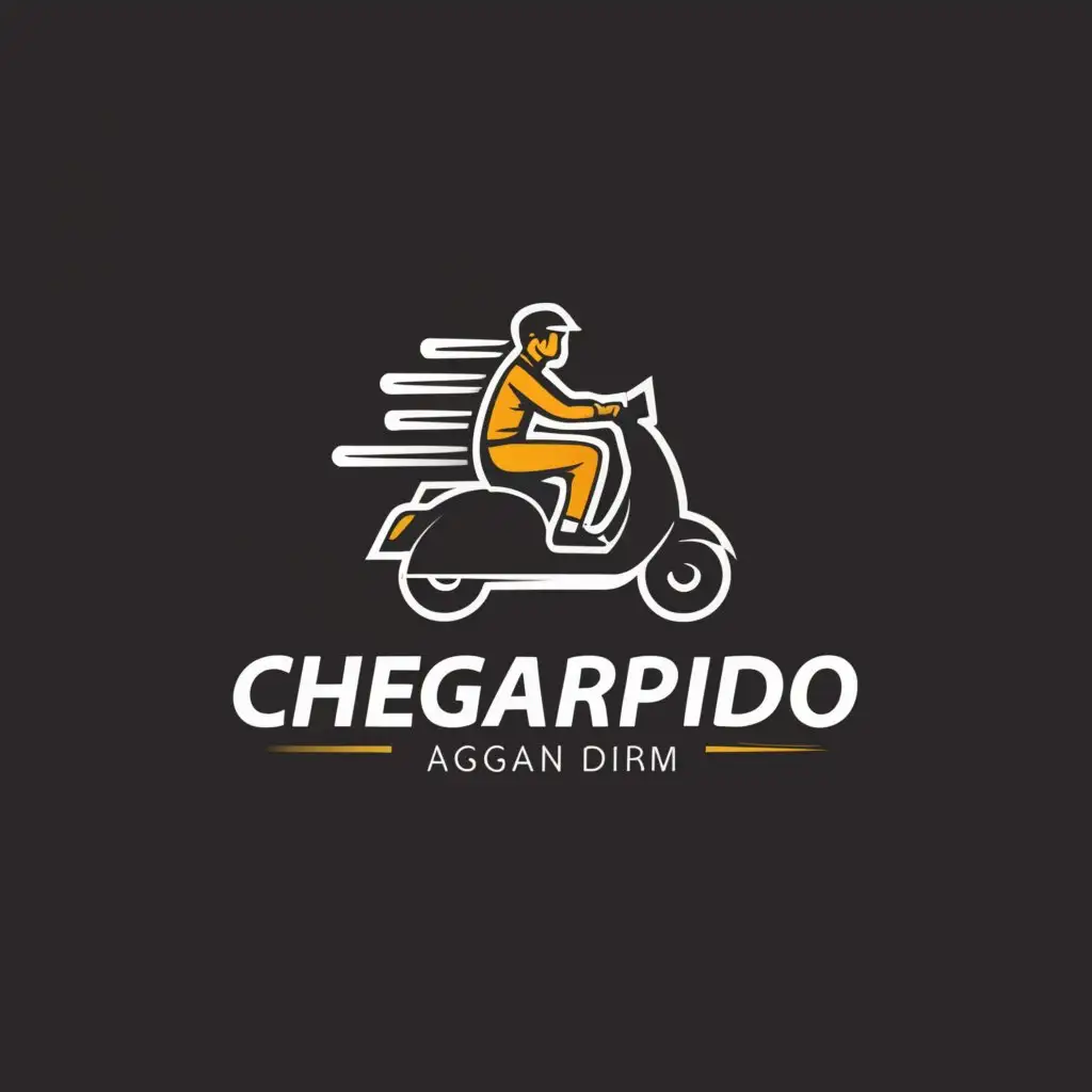LOGO-Design-For-CHEGARAPIDO-Minimalistic-Deliveryman-Pack-Motorcycle-Emblem