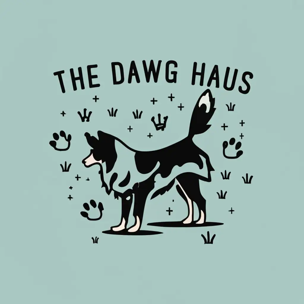 logo, washing border collie dog, with the text "The Dawg Haus", typography, be used in Animals Pets industry