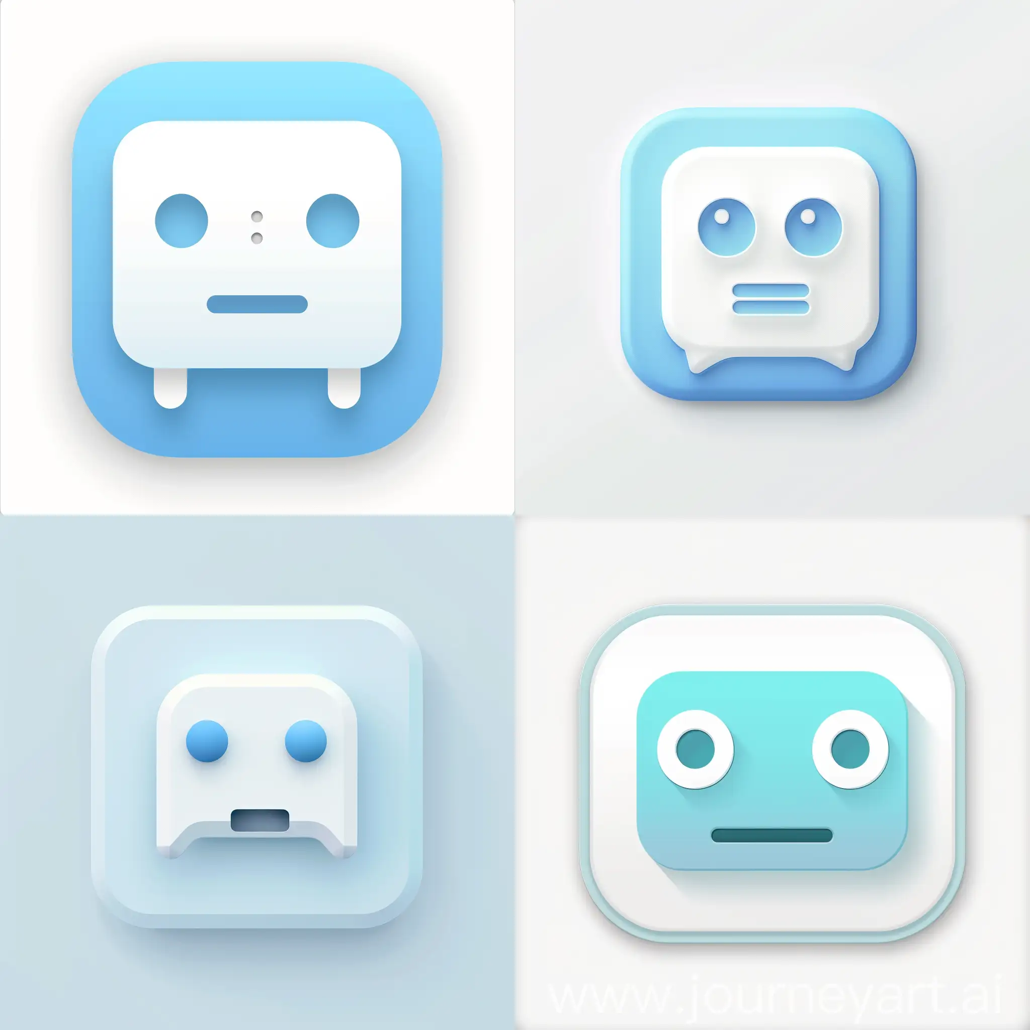 flat ios app icon for chatbot, minimalist, baby blue and white