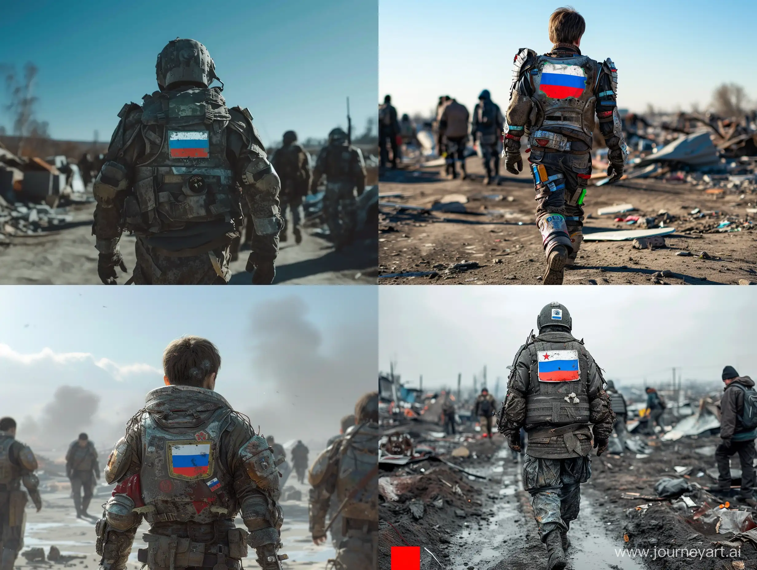 PostApocalyptic-Russian-FlagBearer-Leading-Makeshift-Armored-Survivors