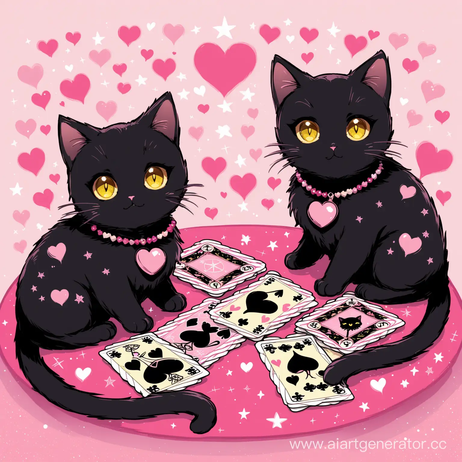 Black-Cats-with-Tarot-Cards-and-Pink-Palette