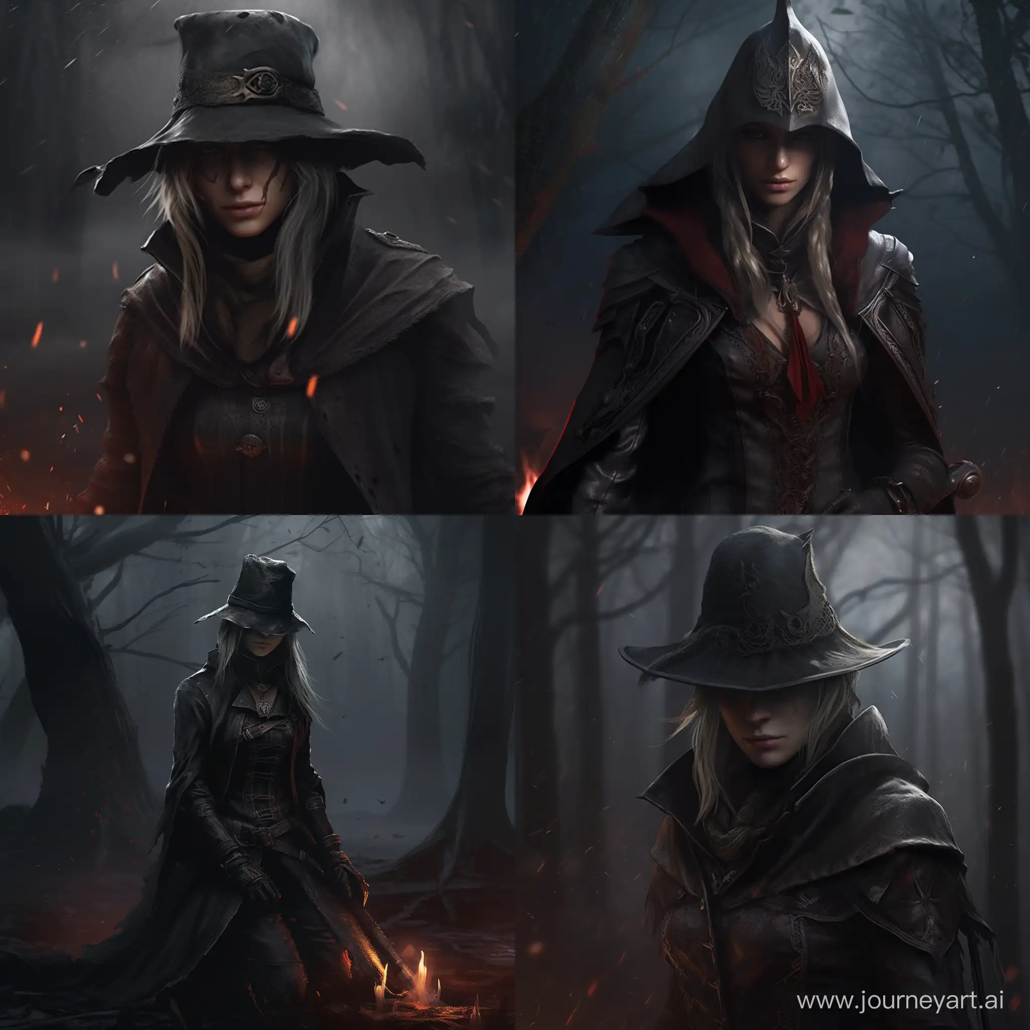 Lady Maria from bloodborne, sad, depressed, apathic, alone, melancholic, cinematic lighting, fog, insanely detailed and intricate, cinematic, cgsociety